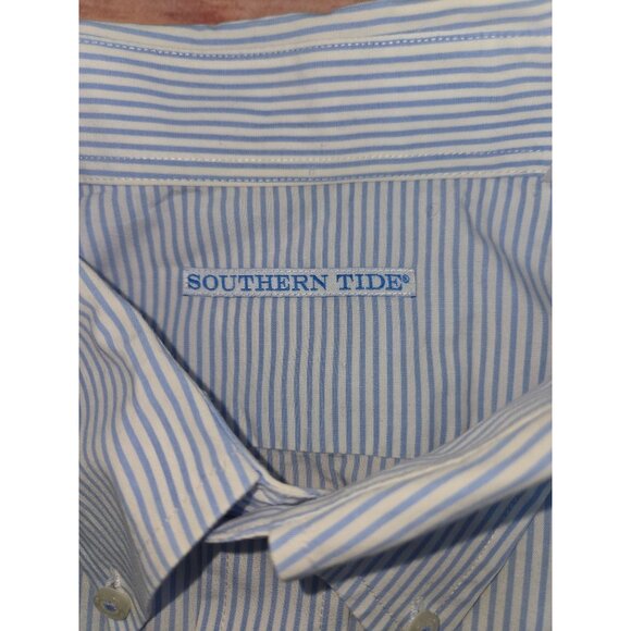 Southern Tide Mens Blue Striped Button-Down Shirt XXL Cotton/Elastane - Picture 5 of 8